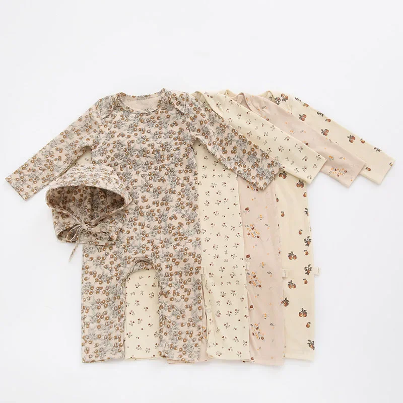 Ropa para bebés recién nacidos de 0 a 24 meses, pelele con estampado de primavera, mono bonito de algodón dulce, traje de bebé de manga larga de algodón para otoño