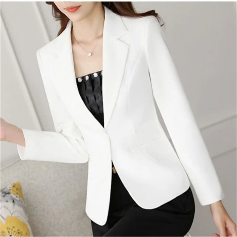 Chaqueta de traje informal para mujer, blazer corto ajustado de moda coreana, Top de traje de Color liso, primavera y otoño, 2023