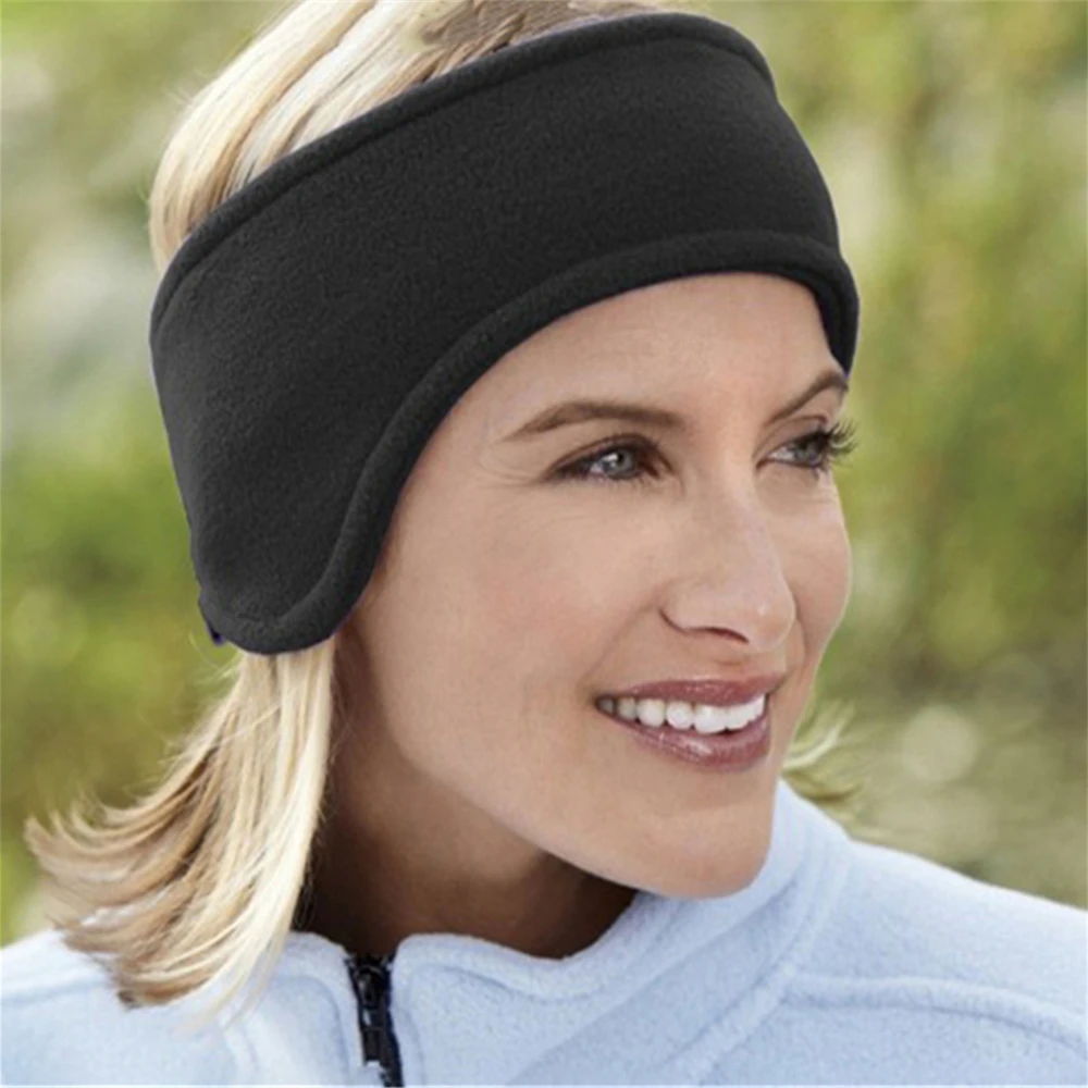 1 Uds. Orejeras dobles de invierno para hombres y mujeres con cálida protección para la frente de esquí diadema de Velcro