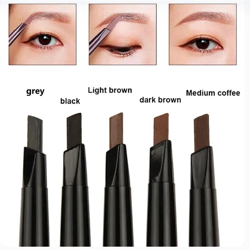 Matita per sopracciglia 2 in 1 Trucco cosmetico professionale per donna Pennello per tatuaggio sopracciglio impermeabile a 5 colori Penna per sopracciglia a lunga durata