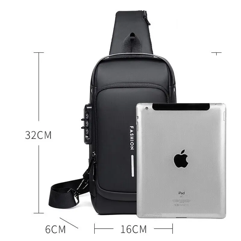 Zaino sportivo da uomo per palestra a breve distanza, tracolla ricaricabile tramite USB, borsa da petto antifurto da uomo più recente