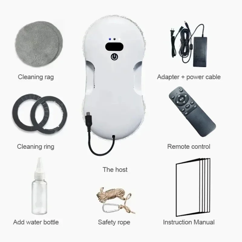 Robô inteligente de limpeza de janelas com spray de dupla face com forte sucção, limpador de vidros elétrico para janelas de casa e escritório de alta altura