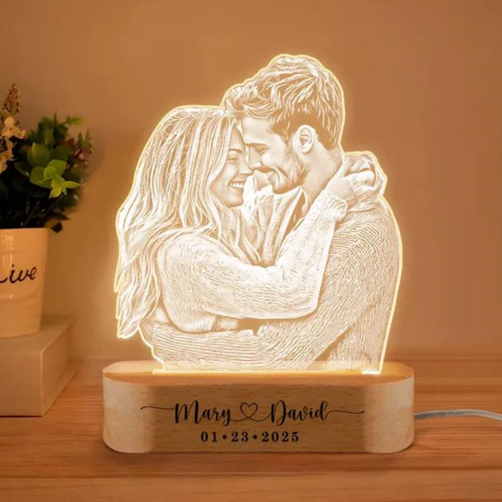Anniversary Women Men Couples Gifts Custom Photo Lamp Love Frame Personalized Acrylic Plaque Valentine's Day 3D Night Light Gift
