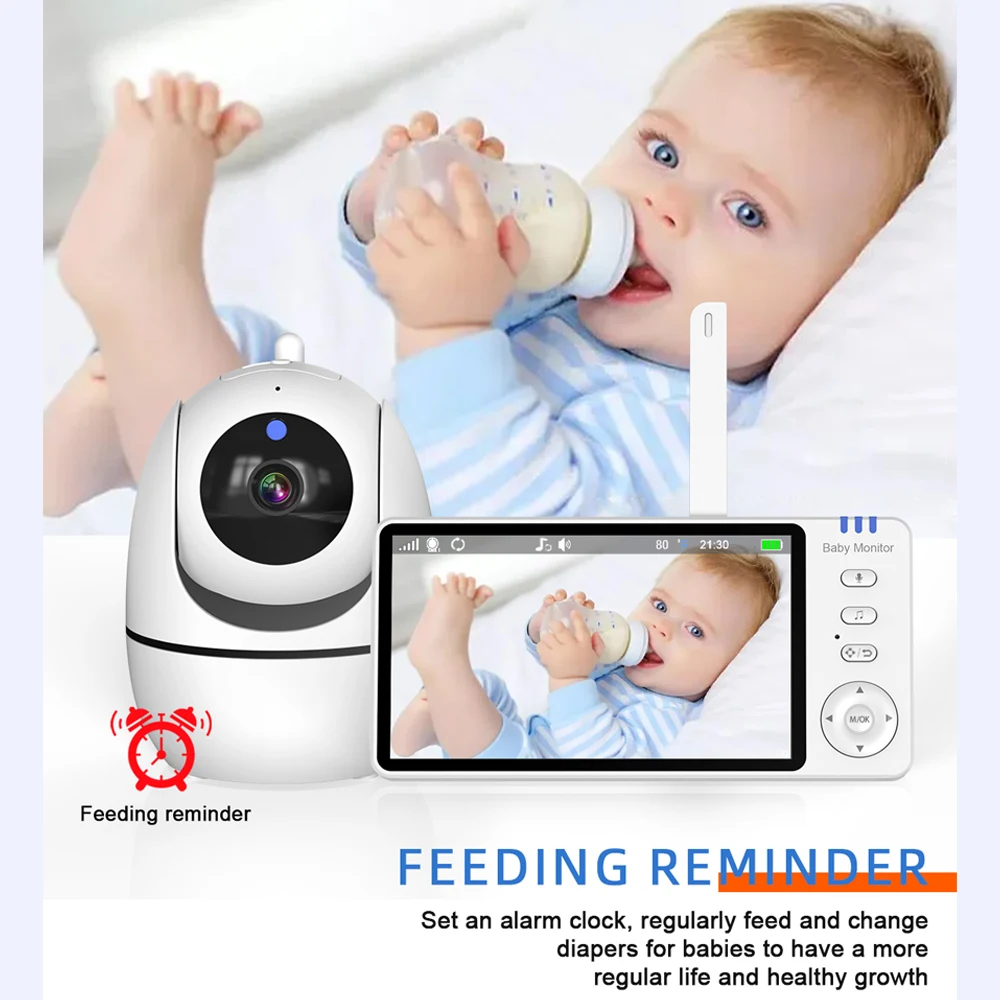 Baby monitor video da 5 pollici con telecamera Pan Tilt 2.4G Madre Bambini Sorveglianza Videocamere PTZ Visualizzazione della temperatura Camma di sicurezza domestica