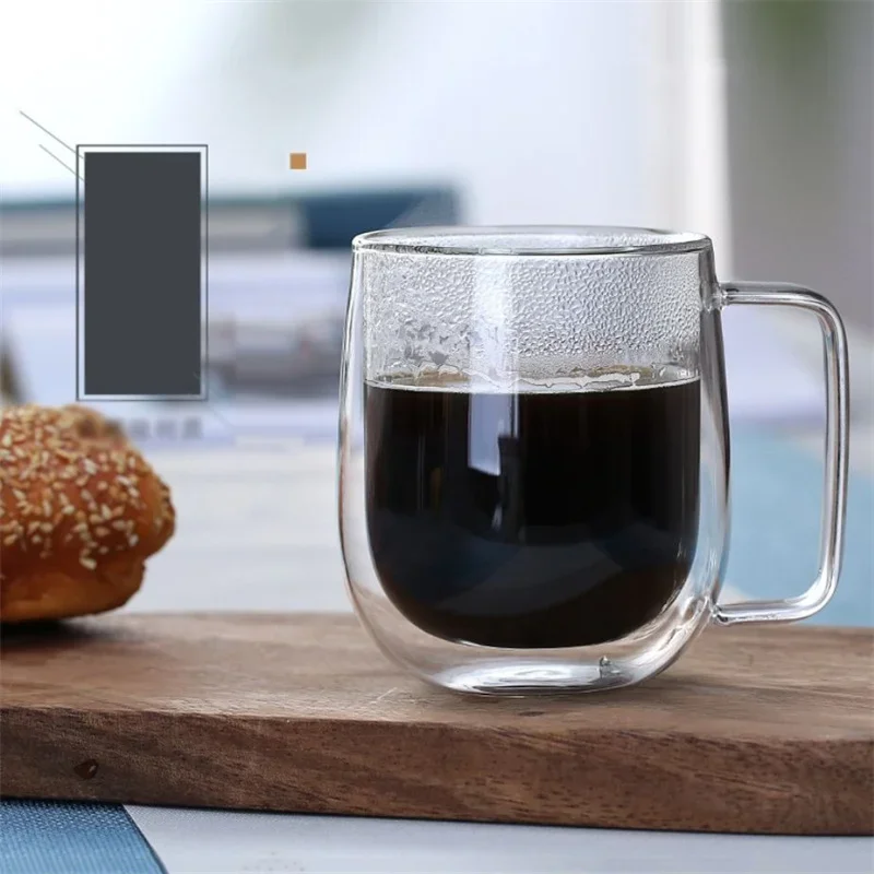 150-350ml ทนความร้อนสูง Borosilicate แก้วแก้วผนังคู่แก้วกาแฟถ้วยนมนมถ้วยล้างถ้วยของขวัญ