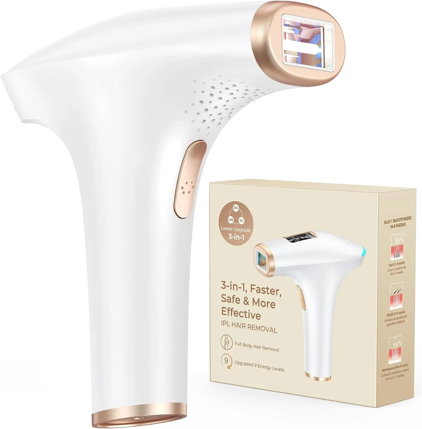 Lasergerät zur Haarentfernung von IPL 999900   Blinkt automatisches manuelles Dual-Modus für Männer und Frauen, Gesichts-Bikini-Haarlaser im 4-Wochen-Heimgebrauch