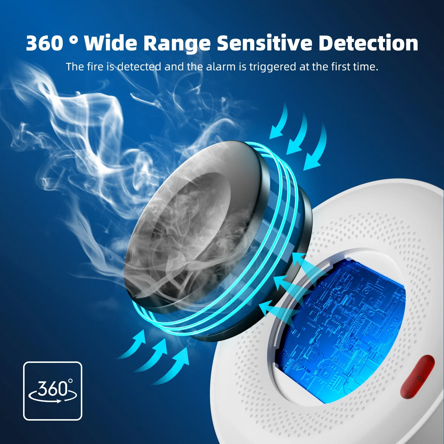 ACJ Portable 433MHz Wireless Fire Protection Smoke Alarm Sensor Independent Alarm Detector For GSM Home Security Alarm Systems