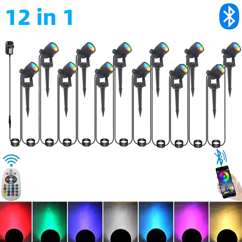 Умный ландшафтный прожектор для улицы, приложение и дистанционное управление, 16 миллионов цветов, IP65, водонепроницаемый для дорожек, двора, сада, заднего двора