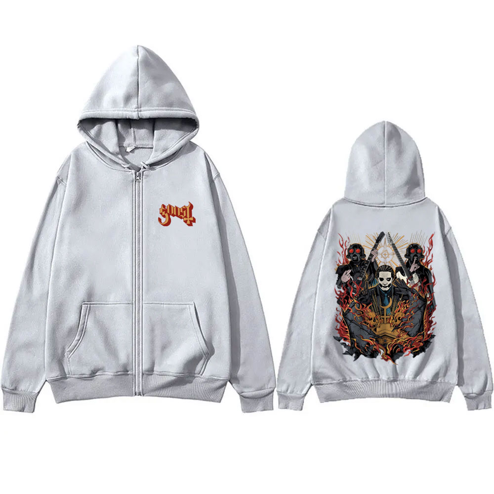 제한된 고스트 밴드 지퍼 까마귀 남성 고딕 streetwear 남성 대형 지퍼 후드 남성 빈티지 록 메탈 음악 지퍼 업 자켓