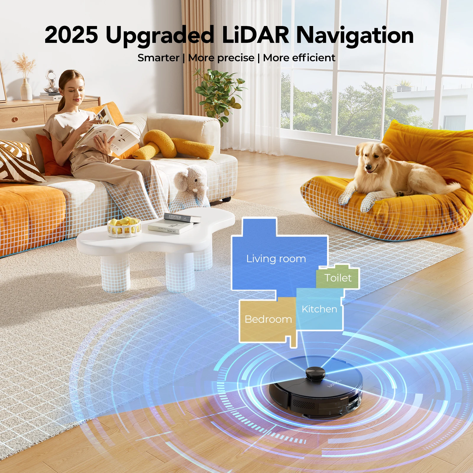 Lubluelu L15 Max Robot Vacuum Mop Combo 5500Pa Roboterstaubsauger mit automatischer Aufladung, 5 Karten, 24 No-Go-Zonen, 3-in-1-Roboterstaubsauger