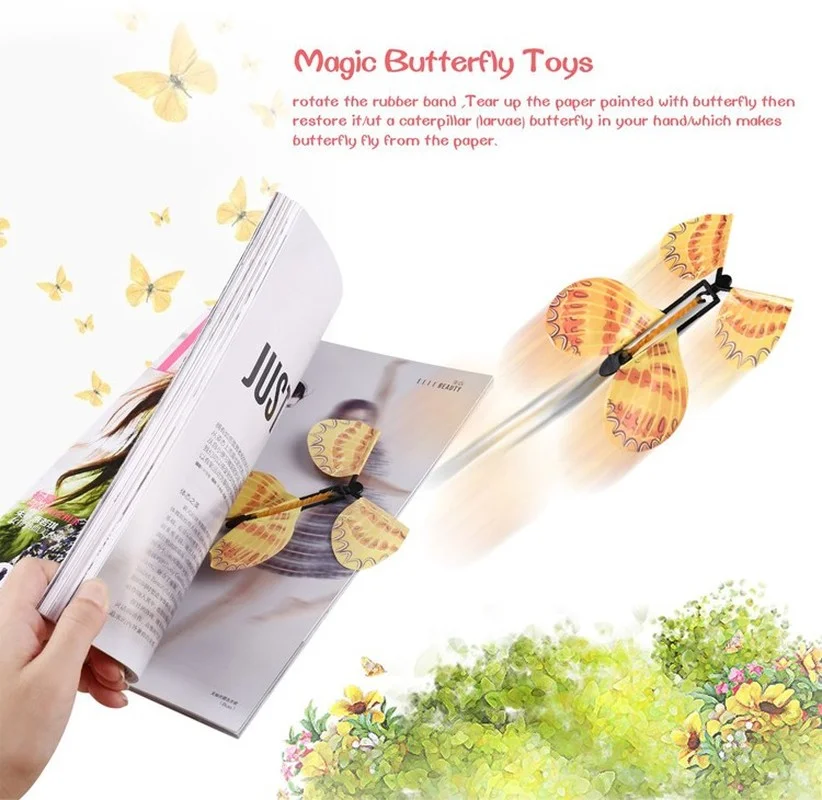 1-10 Chiếc Magic Gió Lên Bay Bướm Trong Sách Cao Su Dùng Phép Thuật Cô Tiên Biết Bay Đồ Chơi Tuyệt Vời surpris Tặng Đảng Ủng Hộ