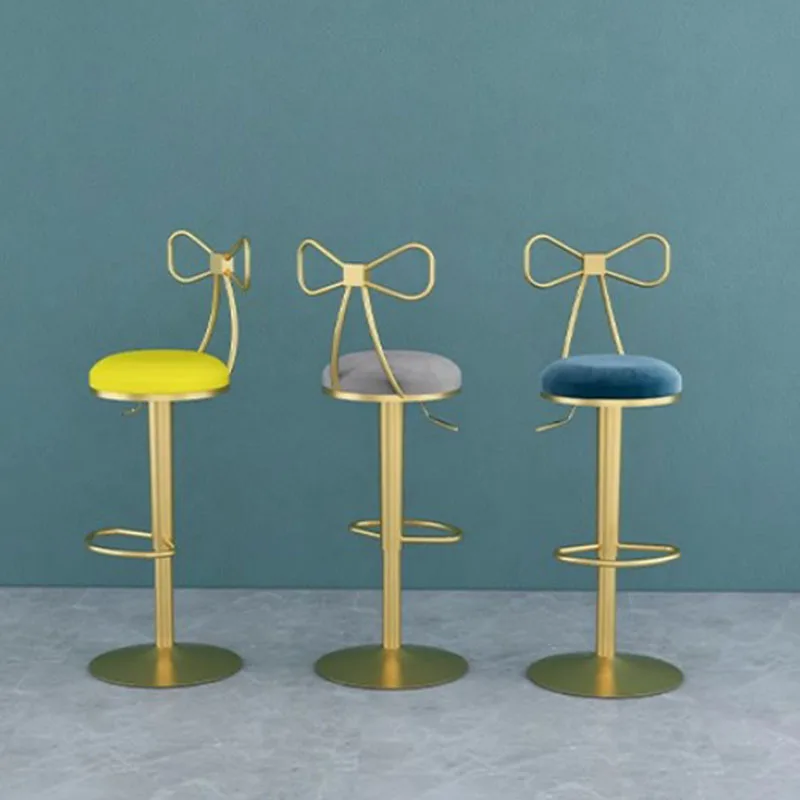 Hochwertige verstellbare Bar stühle Metall runder Samt drehbarer nordischer Stuhl moderne bequeme Taburete Alt Wohn möbel