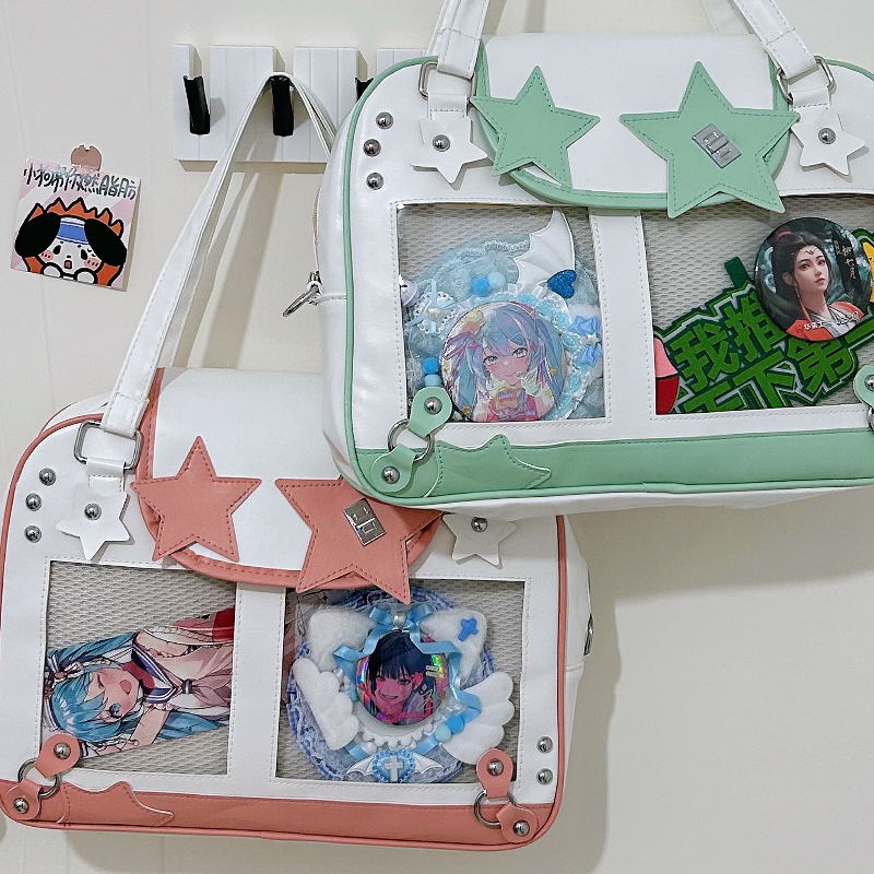 女性用ショルダーストラップ付きY2Kショルダーバッグ,女性用透明ポケット付きY2Kショルダーバッグ