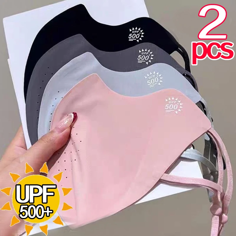 Máscara de proteção uv de verão feminina legal gelo seda respirável fina capa protetor solar anti-uv moda ajustável máscara ao ar livre