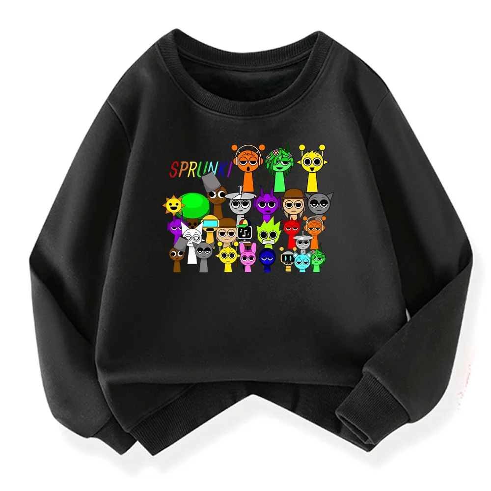 Sprunki 까마귀 패션 키즈 Incredibox 까마귀 따뜻한 스웨터 어린이 겨울 부드러운 의류 만화 면화 두꺼운 까마귀
