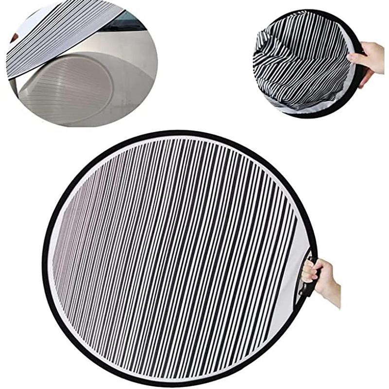 80cm Circular Striped Foldable PDR Lined Light Reflector Board Round Dent Panel Vehicle Scratch Hail Damages Car Check  Tool