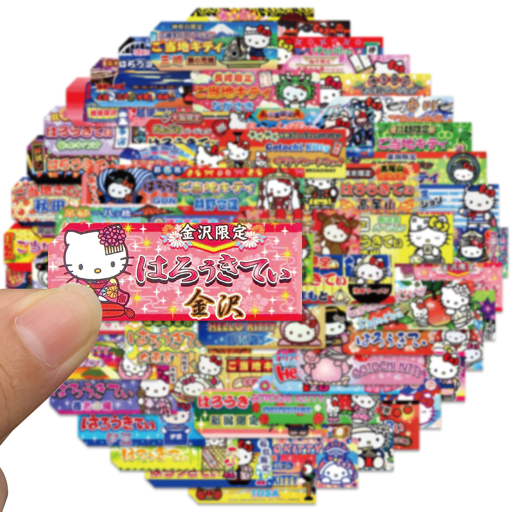 60 uds Sanrio Kawaii Hello Kitty etiquetas pegatinas de sellado papelería decorativa estética teléfono portátil impermeable lindo pegatina para niños