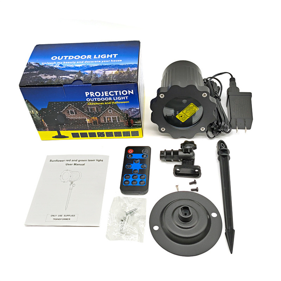 Red Green Blue 3 Color Christmas Laser Projector Lights 8 Patterns LED Projection Lights with Remote Landscape Laser Spotlights