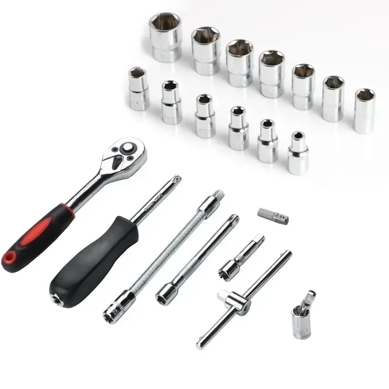 Kit di strumenti di riparazione auto 46/53 pezzi/set Set di prese da 1/4 pollici Strumento di riparazione auto Chiave dinamometrica a cricchetto Combo Set di strumenti di riparazione automatica