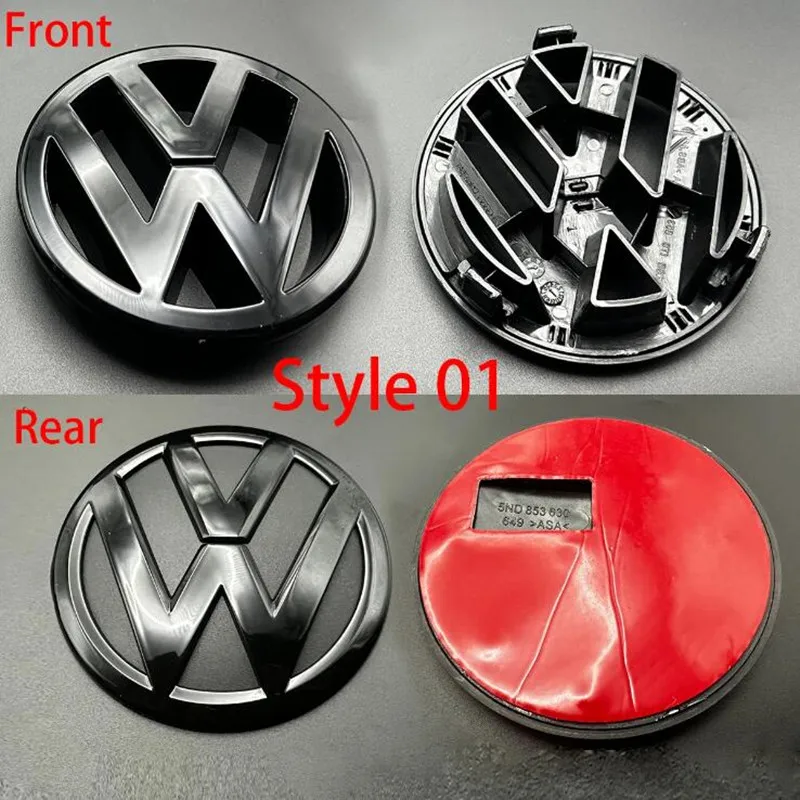 Glossy Black ABS Replacement 127mm 110mm Car Front Grille Badge Rear Trunk Boot Emblem Lid For Volkswagen Golf 5 MK5 GTI