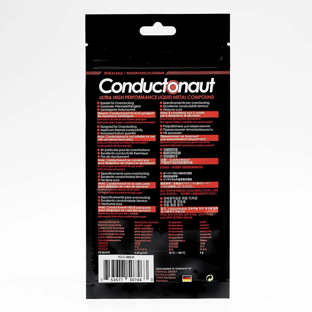 Thermal Grizzly Conductonaut 73W/mk High Thermal Conductivity Liquid Metal Thermal Paste for Cooling The CPU GPU