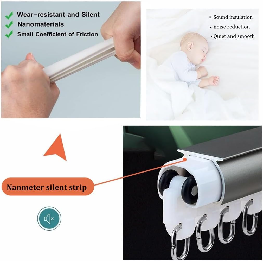 Para montaje en pared/techo, sistema versátil completo para colgar cortinas con accesorios para una fácil instalación y una func