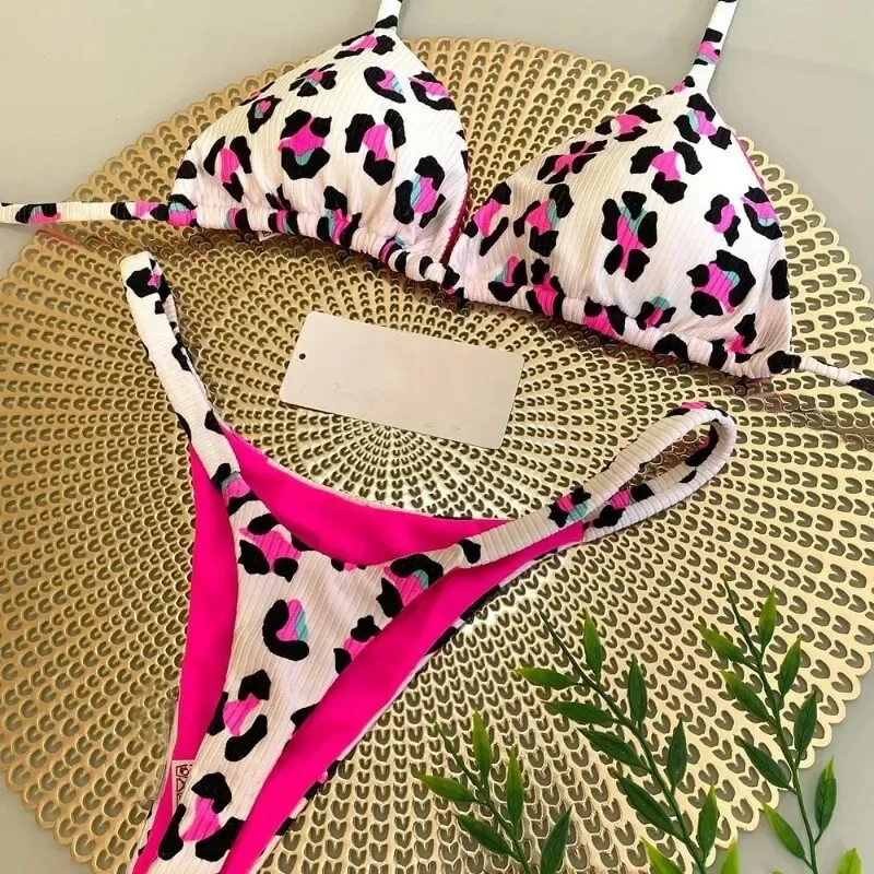 Nouveau Bikini femmes maillot de bain plage vacances maillots de bain imprimé léopard Sexy Bikini ensemble maillots de bain maillot de bain string maillot de bain Biquinis