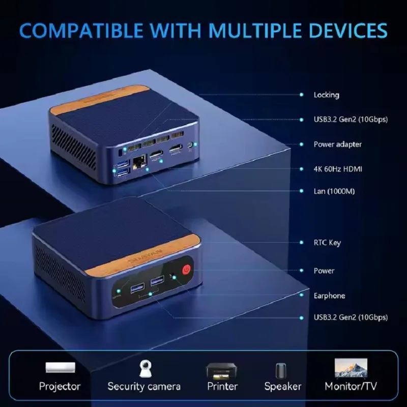Mini Desktop PC Intel N150/N100/N95 8GB/16GB RAM 256GB/512GB SSD Compact Fanless Design for Office And Home Use