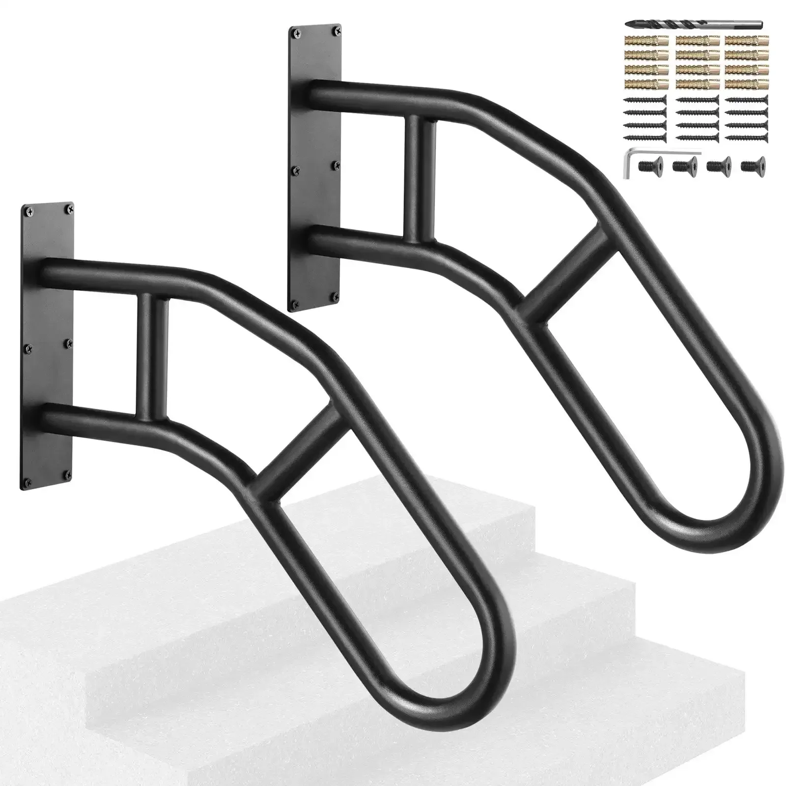 29" Wall Mount Handrails for Outdoor Steps - Durable Railings for 1-3 Steps
