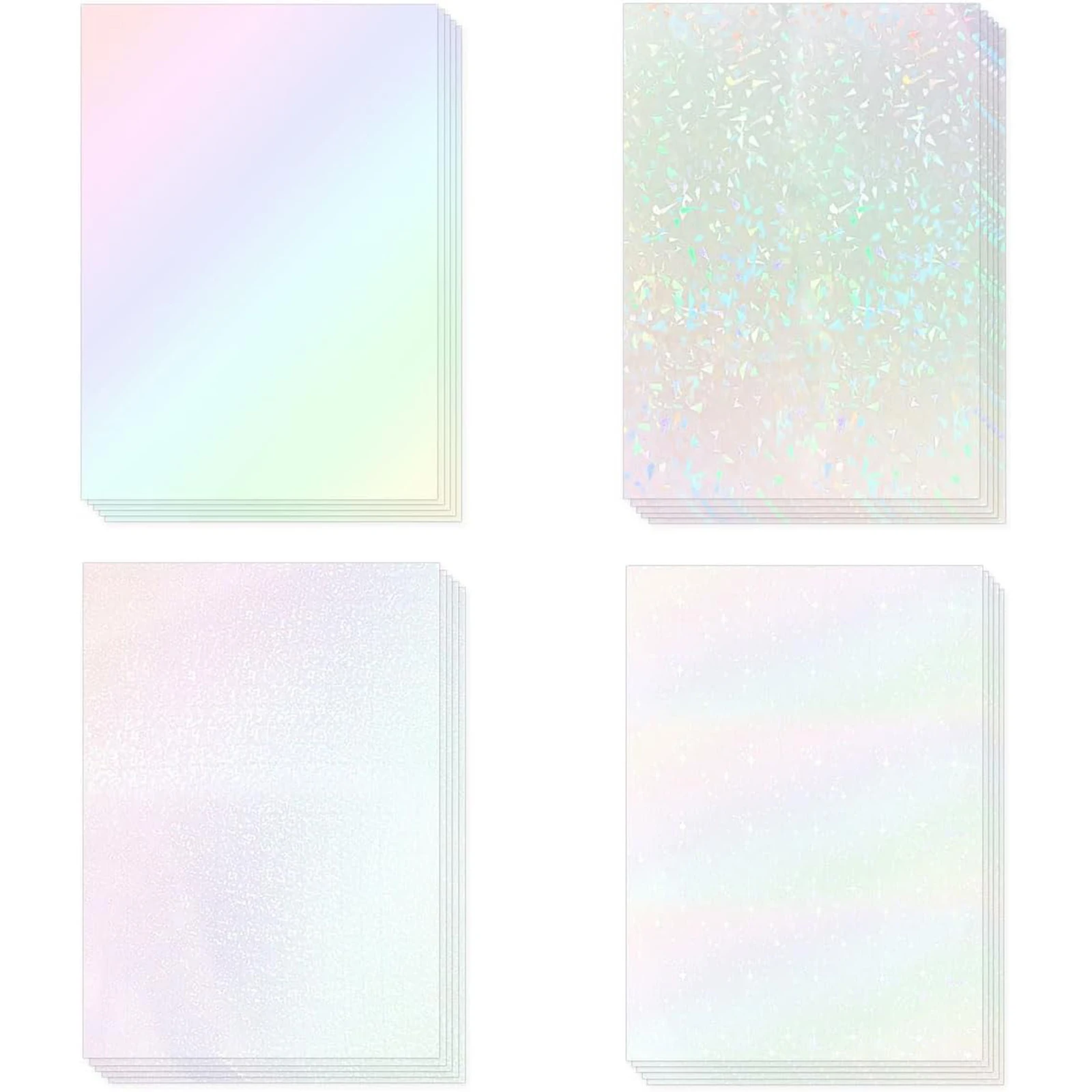 Film de stratification holographique à froid A4, 20 feuilles, 4 Styles, autocollant en vinyle transparent auto-adhésif, 8.3x11.7 pouces, feuilles de stratifié étanches