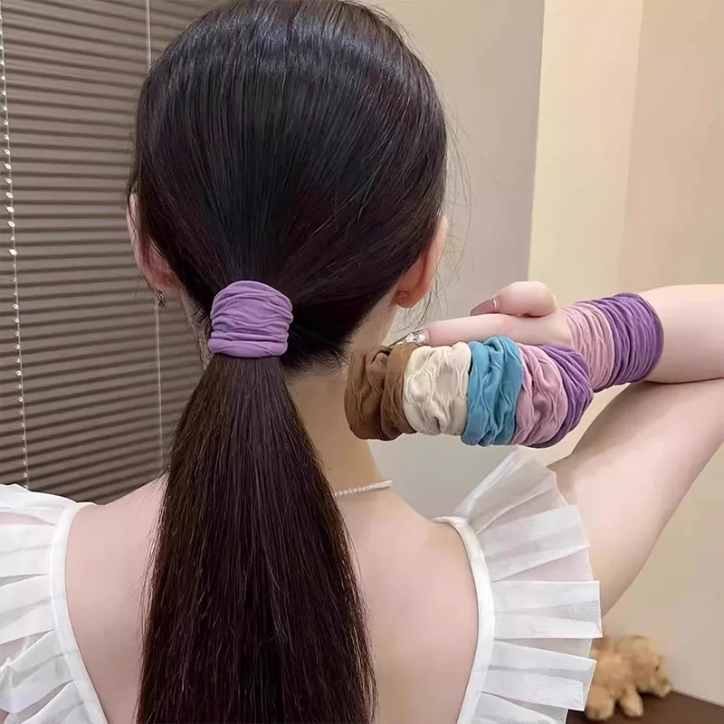 4 unids/set sólido alto elástico ancho Scrunchie para mujeres Cola de Caballo titular lazo para el cabello bandas elásticas para el cabello bandas de goma accesorios para el cabello