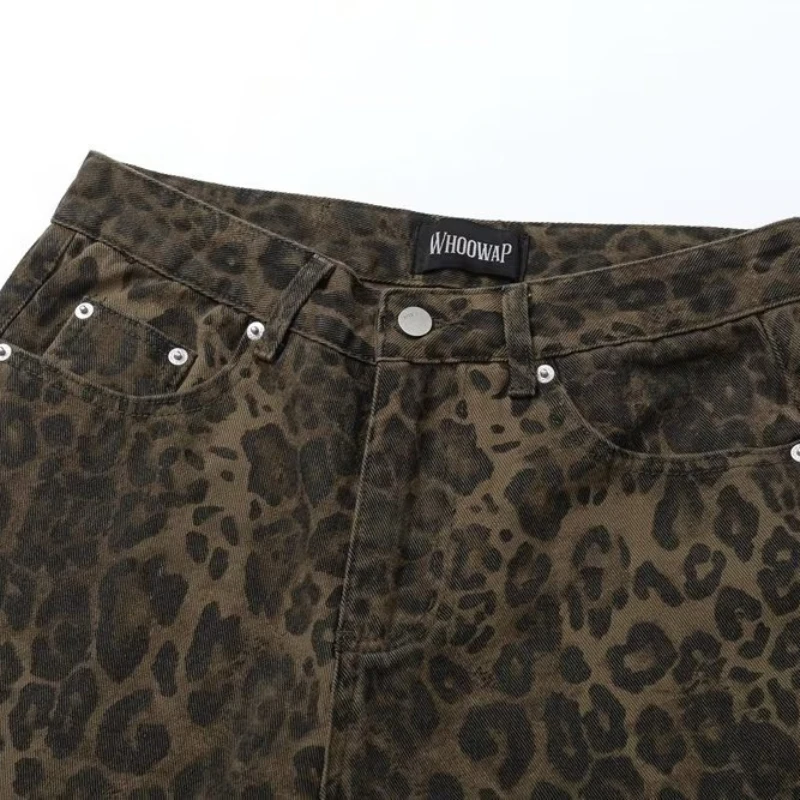 DAILOU Baggy Leopard Print Y2k Jeans Women High Waisted Casual Wide Leg Denim Pants Fashion Streetwear Retro Straight Jeans