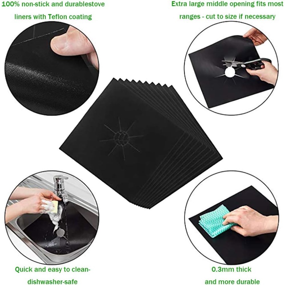 4/6 Stuks Keuken Non-stick Herbruikbare Gasfornuis Top Cover Hittebestendig Snijdbaar Gemakkelijk Te Reinigen Oven Cover Protector 10.6''X10.6''