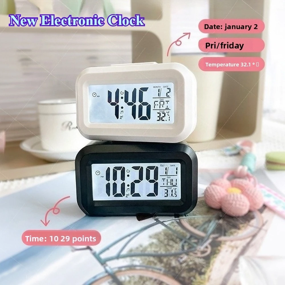 Mini LED Small Multifunctional Digital Clock Date Temperature Function Children's Bedroom Clock Home Offices Desktop Clock Alarm