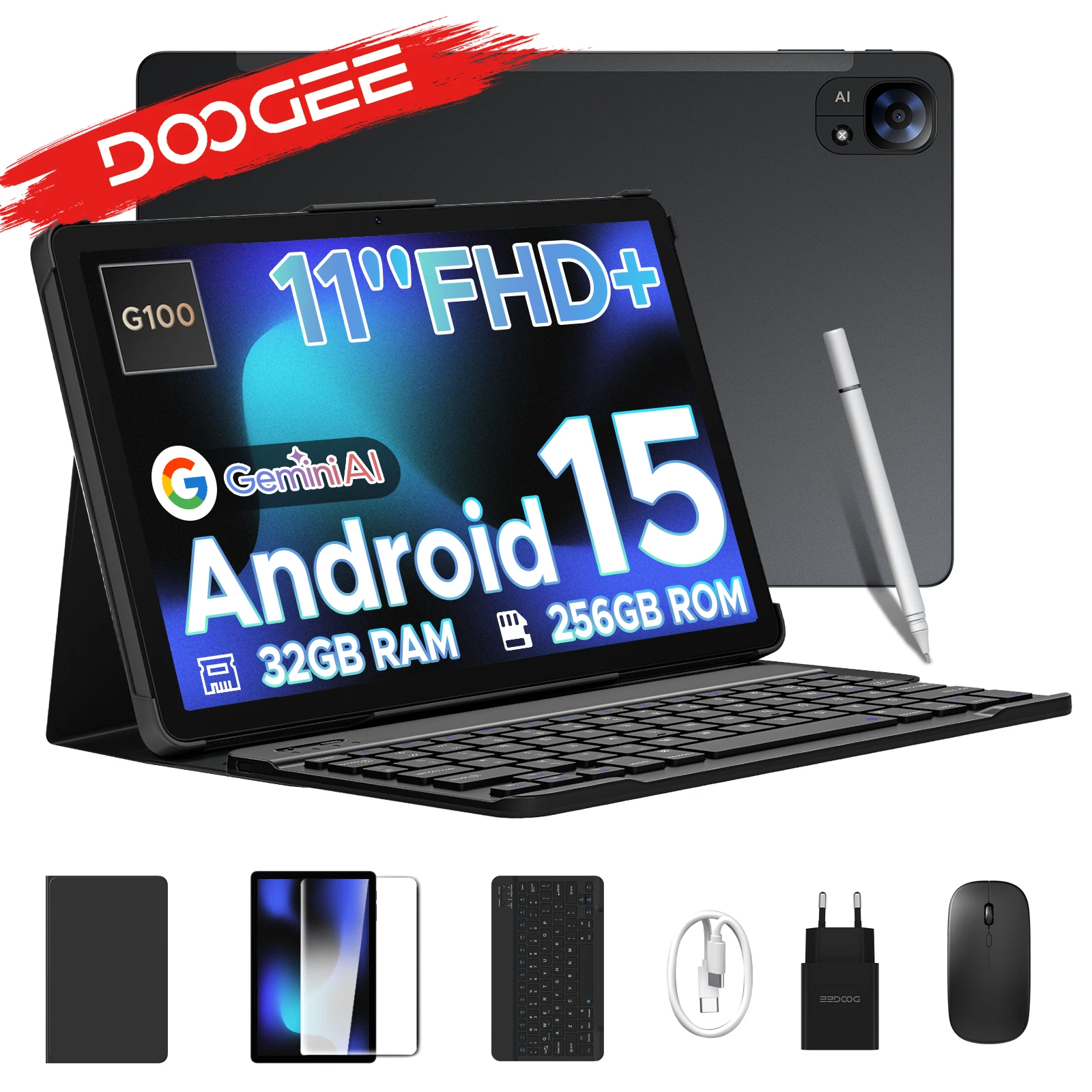 Global Versie Doogee Tab E3 Tablet Pc Android 15 Gemini Ai 11 "Ultraheldere 32Gb (8 + 24) 256Gb Helio G100 8800Mah Batterij Tablet