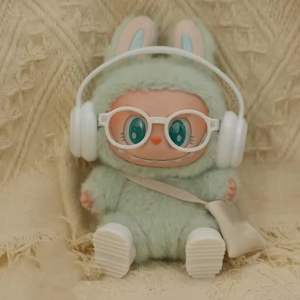 Diy acessórios de boneca de pelúcia para labubu v1 v2 v3 sapatos sem lentes óculos elegante conjunto de fone de ouvido de plástico presente de aniversário sem bonecas
