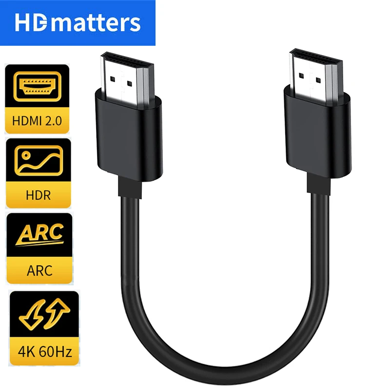 Cable HDMI 2,0 ultracorto 4K 60Hz HDR HDMI Cable con HDMI HDR/CEC/Arc Cable HDMI 15CM/0,6 M/1 M/1,8 M para Yandex TV PS5 Apple