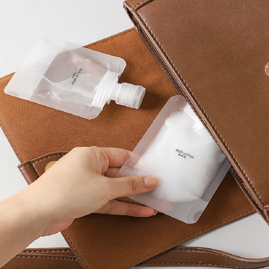 Bolsa dispensadora de loción, bolsas reutilizables de viaje, champú líquido, contenedor de almacenamiento de embalaje cosmético recargable a prueba de fugas, 5 uds.