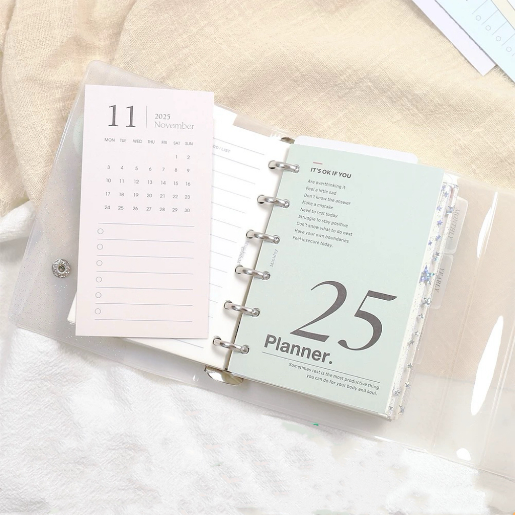 MINKYS Kawaii 2025 ปฏิทิน 12 เดือนปฏิทินกระดาษตกแต่งปฏิทินเครื่องเขียนโรงเรียน