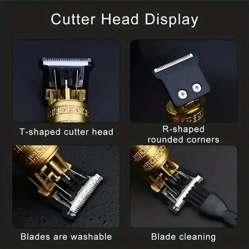T9 Carving 빈티지 헤어 클리퍼 남성용 손질 필수 도구 USB 고속 충전식 수염 헤어 트리머 정확한 면도 제공