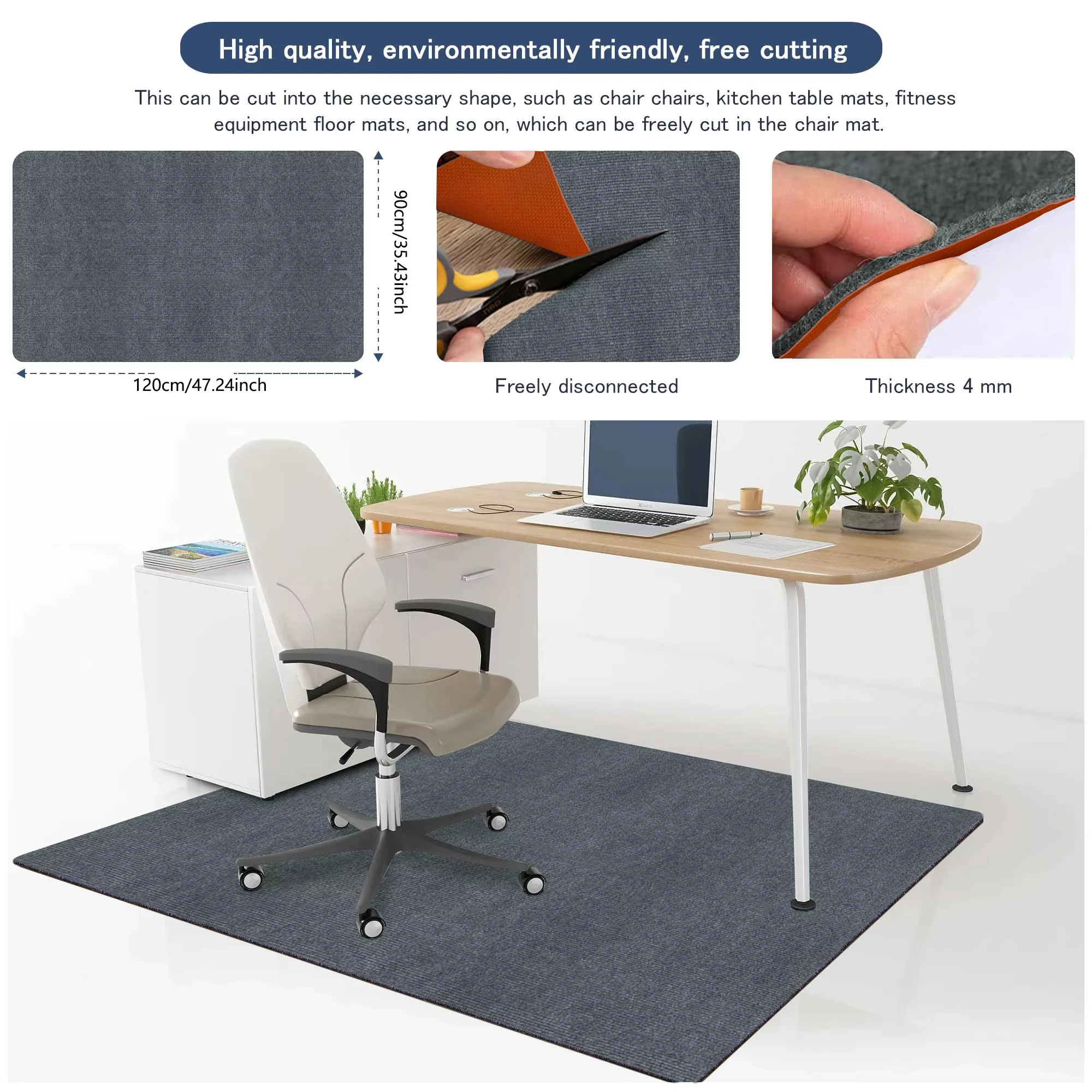 Tappetino per sedia 90x120 cm da lavoro in legno duro Tappetino per sedia da ufficio Tappetino per sedia da gioco per computer Camera da letto Soggiorno