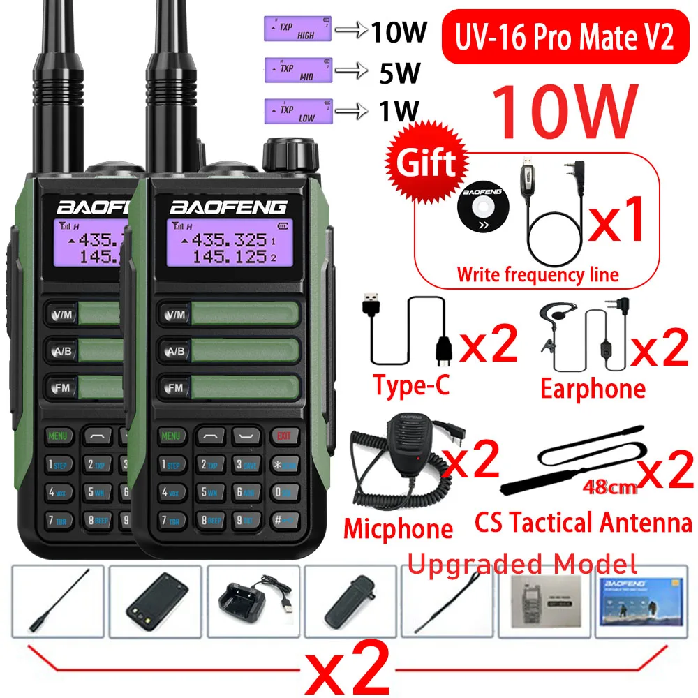 2PACK BaoFeng UV-16 PRO Mate V2 Professional Walkie Talkie UV16 50KM Long Range Two Way Radios Upgrade UV5R MAX V2 UV9R UV10R
