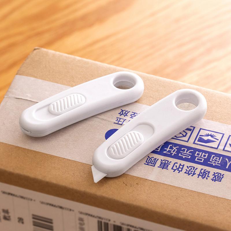 Cuchilla de cerámica para manualidades, Mini cuchillo de caja retráctil, abridor de letras con orificio para llavero