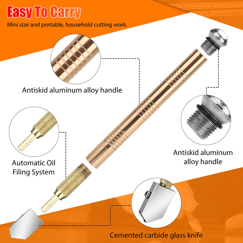 เครื่องตัดกระจกปลายเพชรแบบมืออาชีพ 1 ชิ้น ใบมีดเหล็ก เครื่องมือตัดที่มีความแม่นยำ เครื่องมือตัดแบบใช้มือ