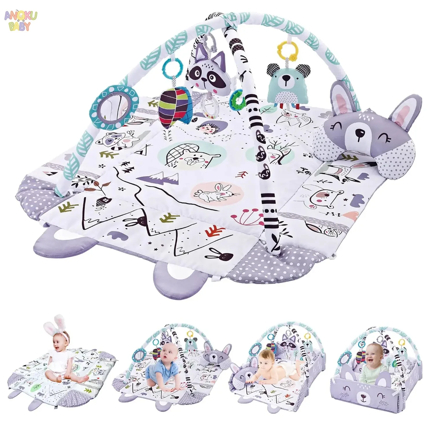 4 em 1 brinquedos do bebê ginásios & playmats lavável tapete de jogo do bebê para recém-nascido 0-12 meses barriga tempo esteira atividades jogos para bebês