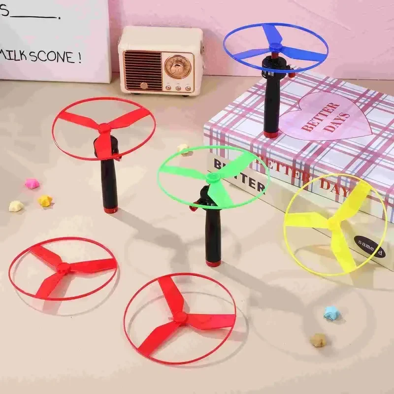 1pc Kids Pull String Flying Disc Propeller Helicopter Outdoor Toys Fun Game Sports Flying Spin Top Development Toy for Children
