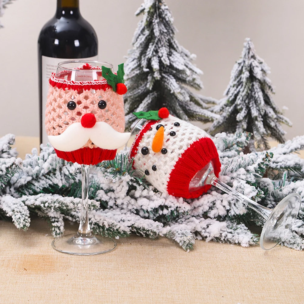 Penutup Botol Natal Bentuk Manusia Salju Bahan Kain Berkualitas Dekorasi Meriah Perlengkapan Bar Dapur Hadiah Pesta Liburan