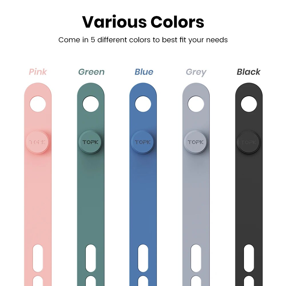 TOPK Silikon-Kabelbinder, verschiedene Farben, wiederverwendbar, robustes Kabel-Organizer-Management zum Befestigen von Kabeln und Drähten