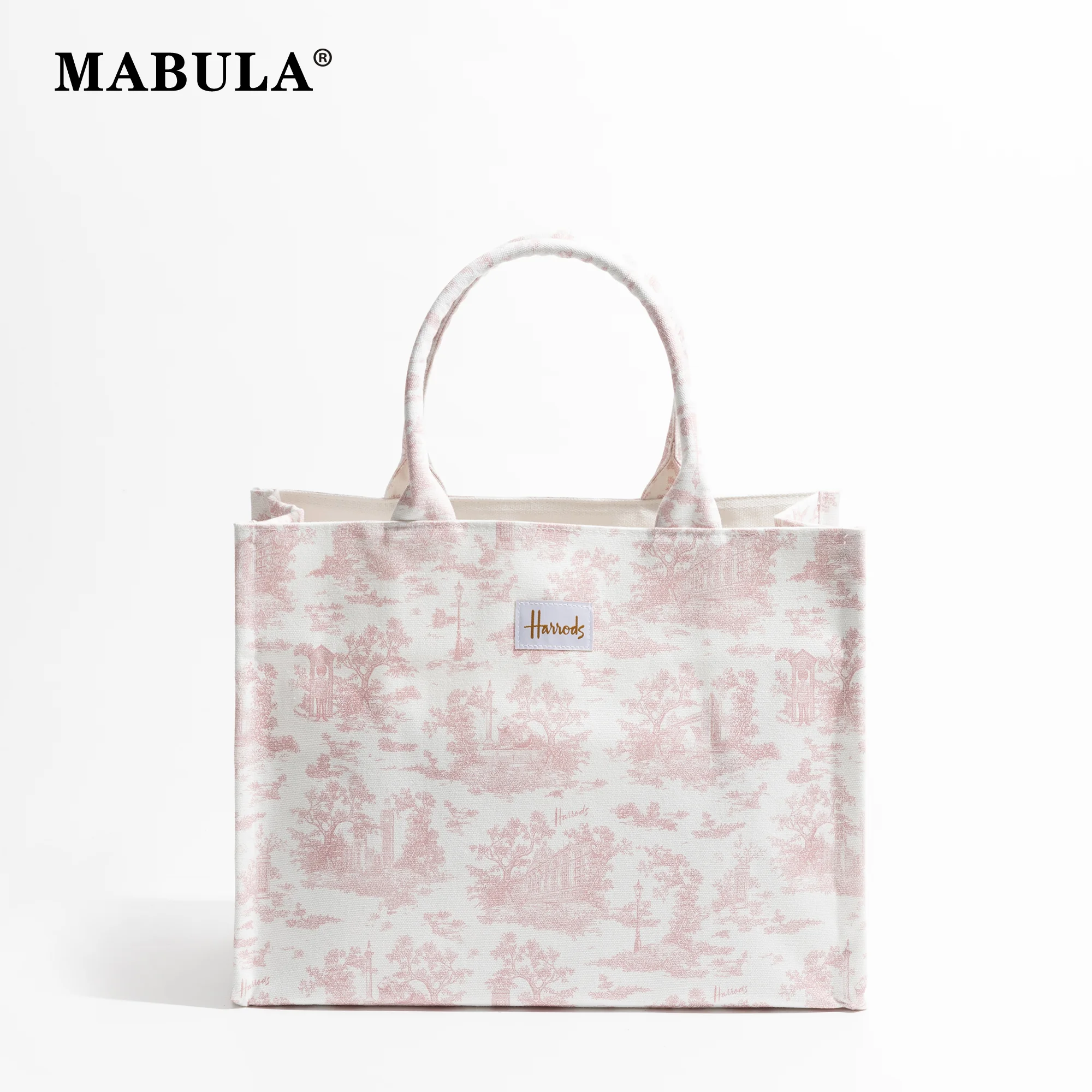MABULA Canvas Fashion Style Handbag For Woman Luxury Design Ladies Shoulder Bag Elegant Travel Shopping Large Capacity Tote