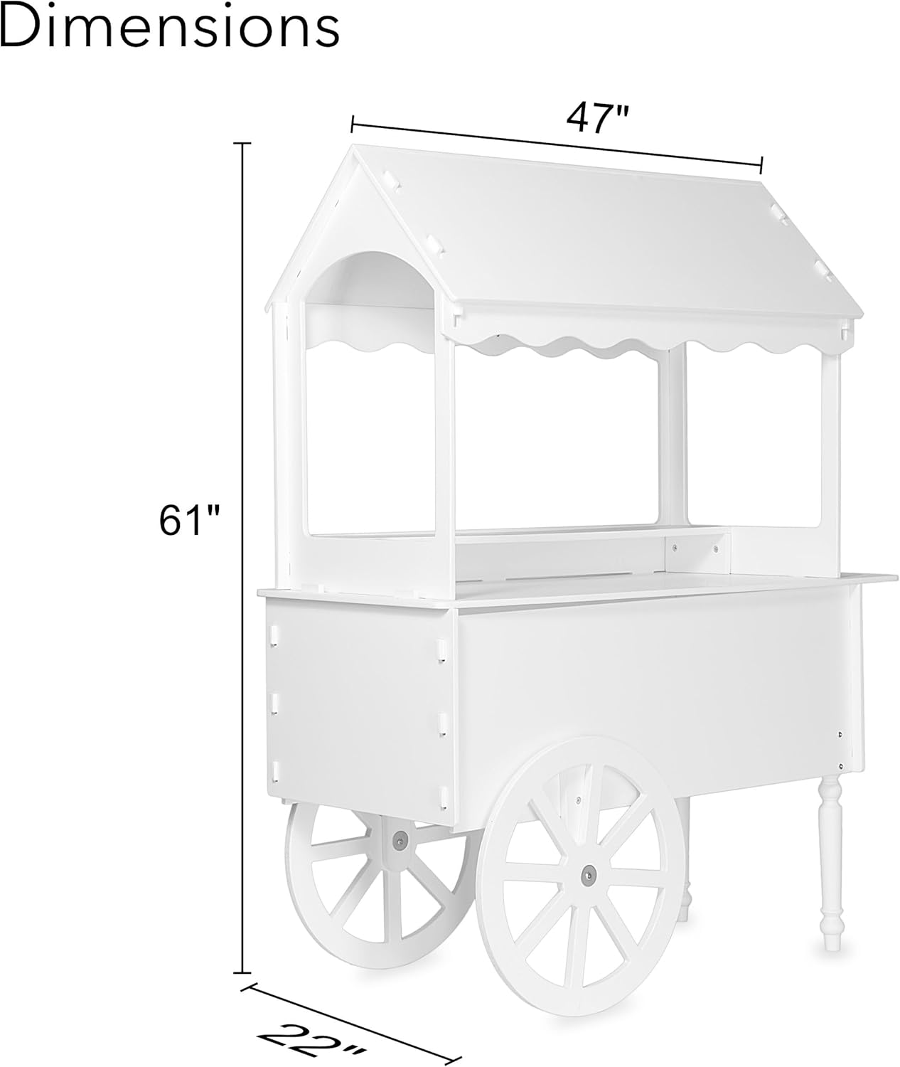 Candy Cart Display Stand With Wheels for Party - Cake Stand - Dessert Cart - Decorated Wood for Birthdays Wedding
